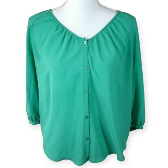H&M GREEN BLOUSE SZ.4 EUC - Picture 1 of 4
